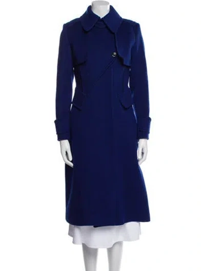 Pre-owned Sportmax Virgin Wool Peacoat In Blue