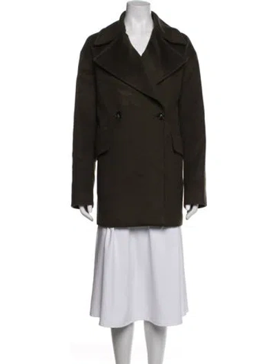Pre-owned Sportmax Virgin Wool Peacoat In Green