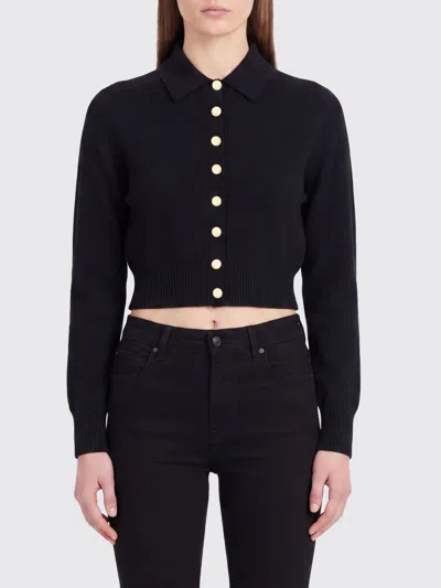Sportmax Virgin Wool Polo Cardigan With Metallic Buttons In Black