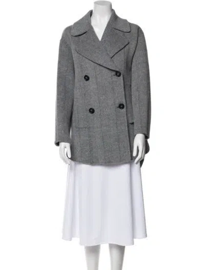 Pre-owned Sportmax Virgin Wool Printed Coat In Gray