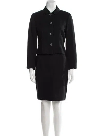 Pre-owned Sportmax Virgin Wool Printed Skirt Suit In Black