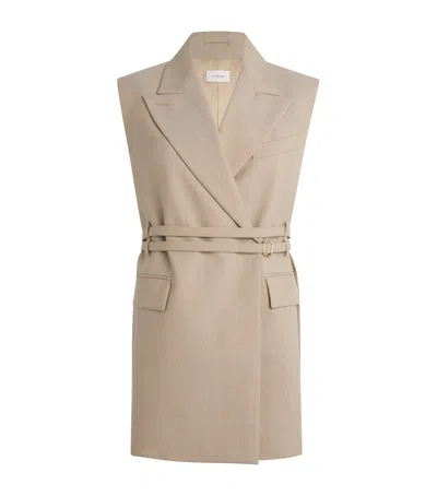 Sportmax Virgin Wool Sleeveless Blazer In Beige