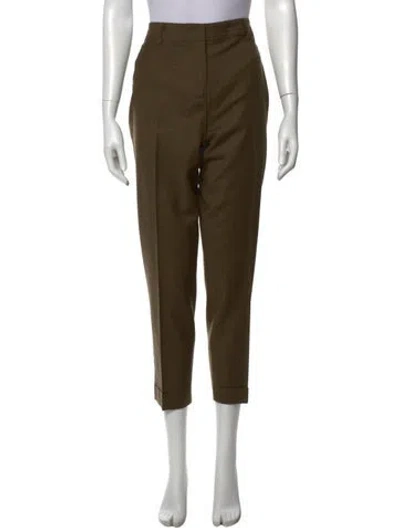 Pre-owned Sportmax Virgin Wool Straight Leg Pants In Brown