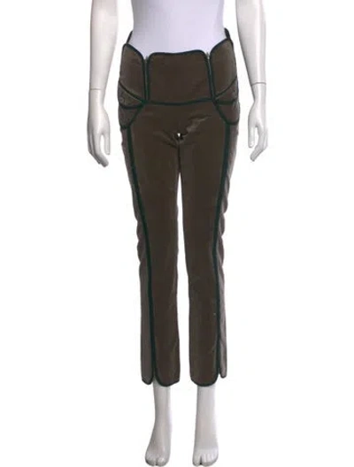 Pre-owned Sportmax Virgin Wool Straight Leg Pants In Green