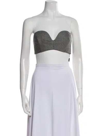 Pre-owned Sportmax Virgin Wool Strapless Crop Top W/ Tags In Black