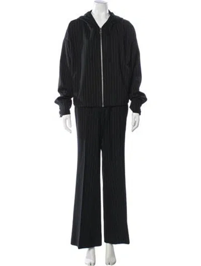 Pre-owned Sportmax Virgin Wool Striped Pant Set In Black