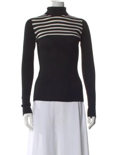 Pre-owned Sportmax Virgin Wool Striped Sweater In Black