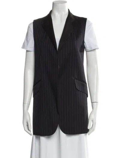 Pre-owned Sportmax Virgin Wool Striped Vest In Blue