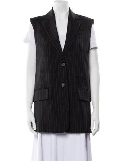Pre-owned Sportmax Virgin Wool Striped Vest W/ Tags In Black