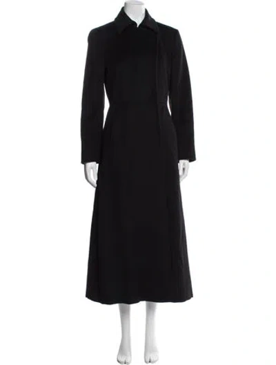 Pre-owned Sportmax Virgin Wool Trench Coat In Black