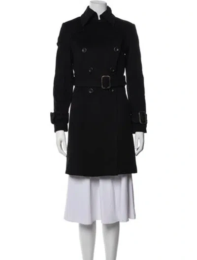 Pre-owned Sportmax Virgin Wool Trench Coat In Black