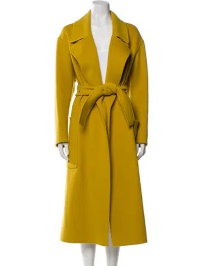 Pre-owned Sportmax Virgin Wool Trench Coat In Yellow