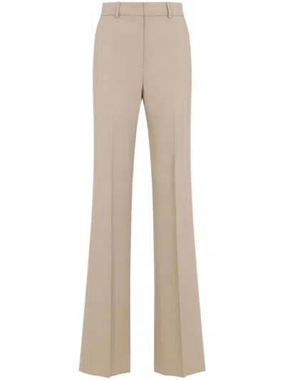 Sportmax Flared High Waist Trousers Pockets In Neutral