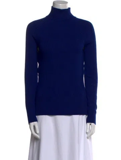 Pre-owned Sportmax Virgin Wool Turtleneck Sweater In Blue
