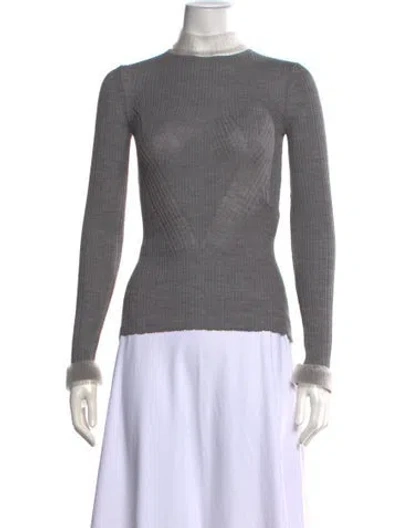 Pre-owned Sportmax Virgin Wool Turtleneck Top In Grey