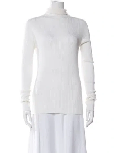 Pre-owned Sportmax Virgin Wool Turtleneck Top In Neutral