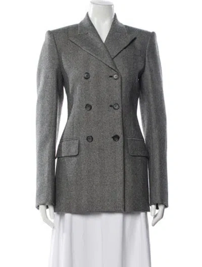 Pre-owned Sportmax Virgin Wool Tweed Pattern Blazer In Gray