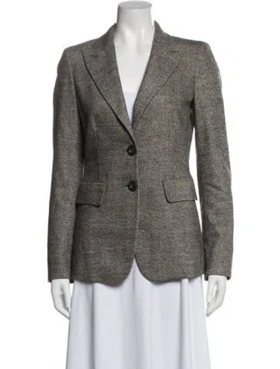 Pre-owned Sportmax Virgin Wool Tweed Pattern Blazer In Grey