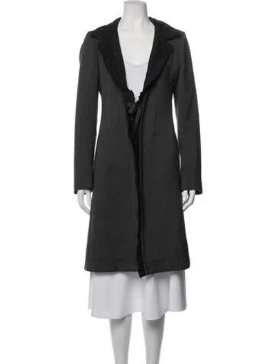 Pre-owned Sportmax Virgin Wool Tweed Pattern Coat In Black