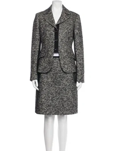 Pre-owned Sportmax Virgin Wool Tweed Pattern Skirt Suit In Multi