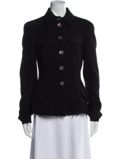 Pre-owned Sportmax Virgin Wool Utility Jacket In Black