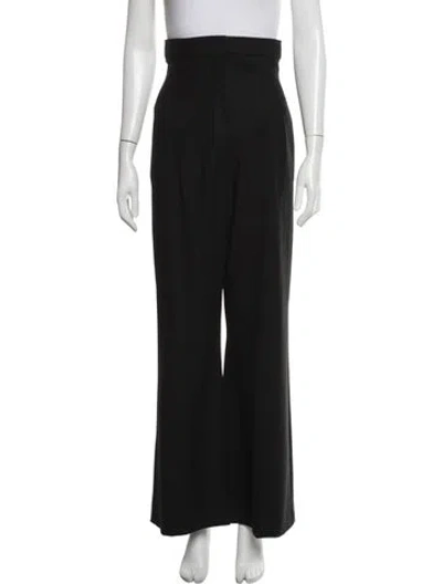 Pre-owned Sportmax Virgin Wool Wide Leg Pants In Black