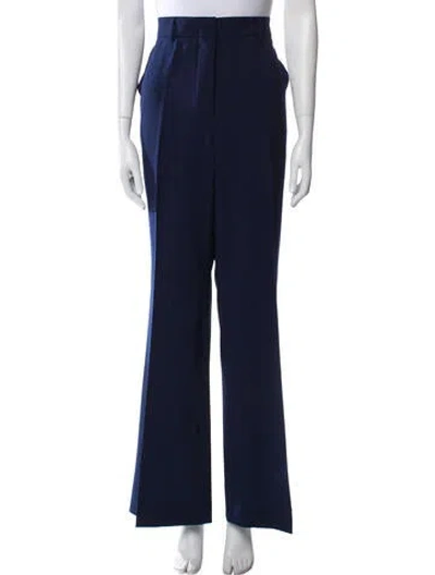 Pre-owned Sportmax Virgin Wool Wide Leg Pants In Blue