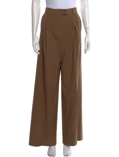 Pre-owned Sportmax Virgin Wool Wide Leg Pants In Brown
