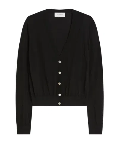Sportmax Knitwear With V-neckline And Sheer Panels In Black