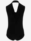 Sportmax Viscose Blend Draped Runaway Bodysuit In Black