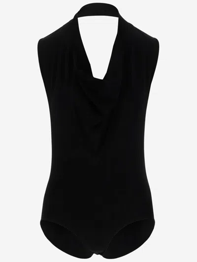 Sportmax Viscose Blend Draped Runaway Bodysuit In Black