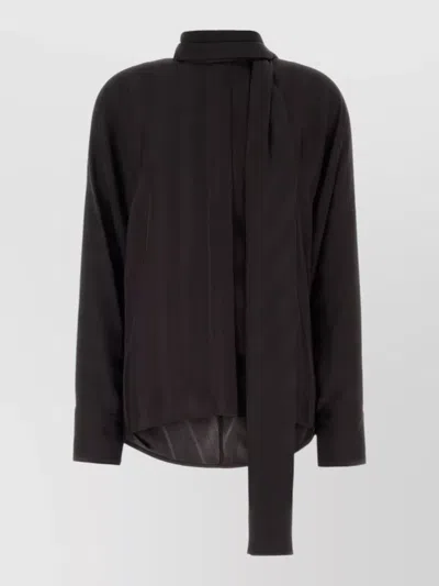 Sportmax Viscose Corsaro Shirt Long Sleeves Scarf In Black
