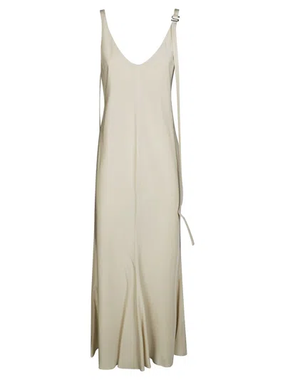 Sportmax Viscose Midi Dress With Adjustable Straps And Flared Silhouette In Gray