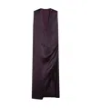 Sportmax Wraparound Satin Dress Side Slit In Brown