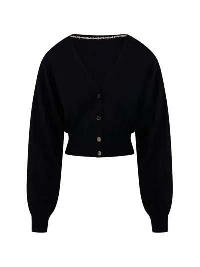 Sportmax V-neck Cropped Cardigan In Black