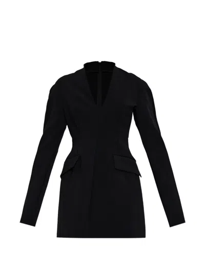 Sportmax V-neck Flap-pocket Mini Dress In Black