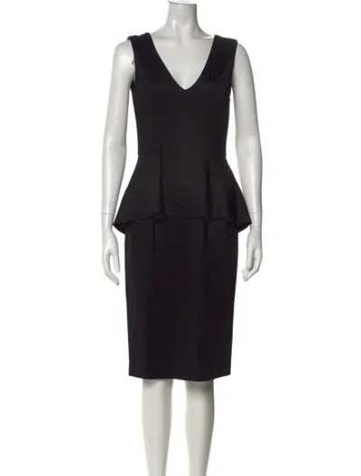 Pre-owned Sportmax V-neck Knee-length Dress In Black