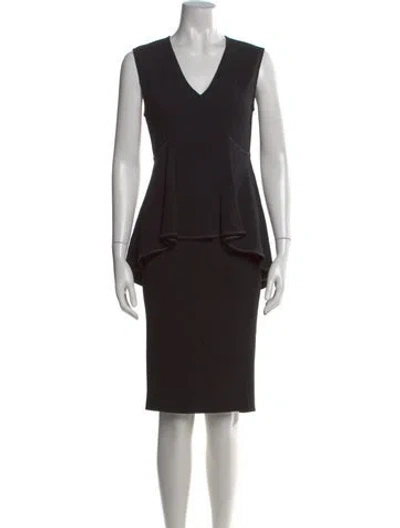 Pre-owned Sportmax V-neck Knee-length Dress In Black