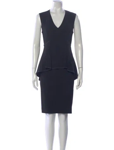 Pre-owned Sportmax V-neck Knee-length Dress In Black