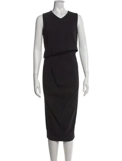 Pre-owned Sportmax V-neck Knee-length Dress In Black