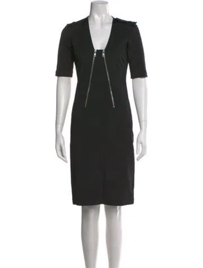Pre-owned Sportmax V-neck Knee-length Dress In Black