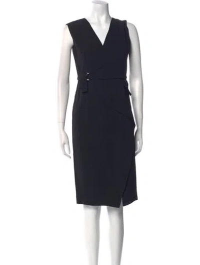 Pre-owned Sportmax V-neck Knee-length Dress In Blue