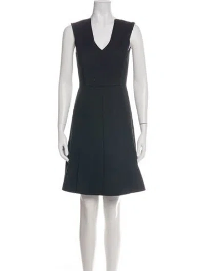 Pre-owned Sportmax V-neck Knee-length Dress In Green