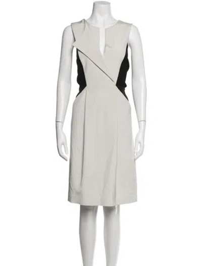 Pre-owned Sportmax V-neck Knee-length Dress In Grey