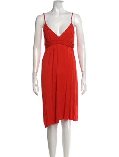 Pre-owned Sportmax V-neck Knee-length Dress In Orange