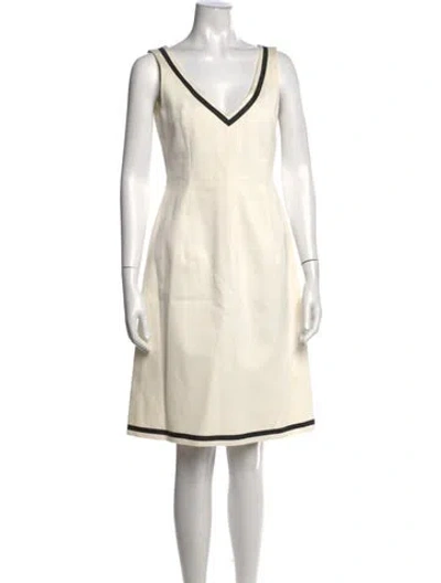 Pre-owned Sportmax V-neck Knee-length Dress In Yellow