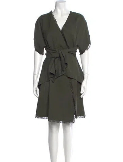 Pre-owned Sportmax V-neck Long Dress In Green