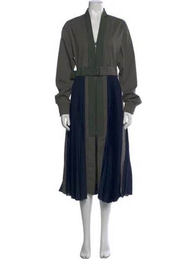 Pre-owned Sportmax V-neck Long Dress In Multi