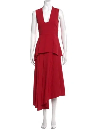 Pre-owned Sportmax V-neck Long Dress In Orange