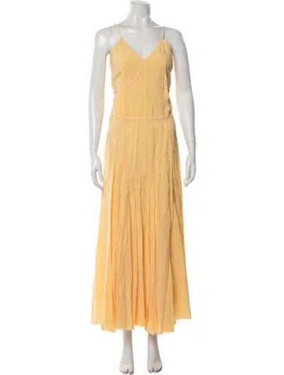Pre-owned Sportmax V-neck Long Dress W/ Tags In Yellow